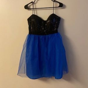 Black Sequin/Royal Blue Tulle Dress